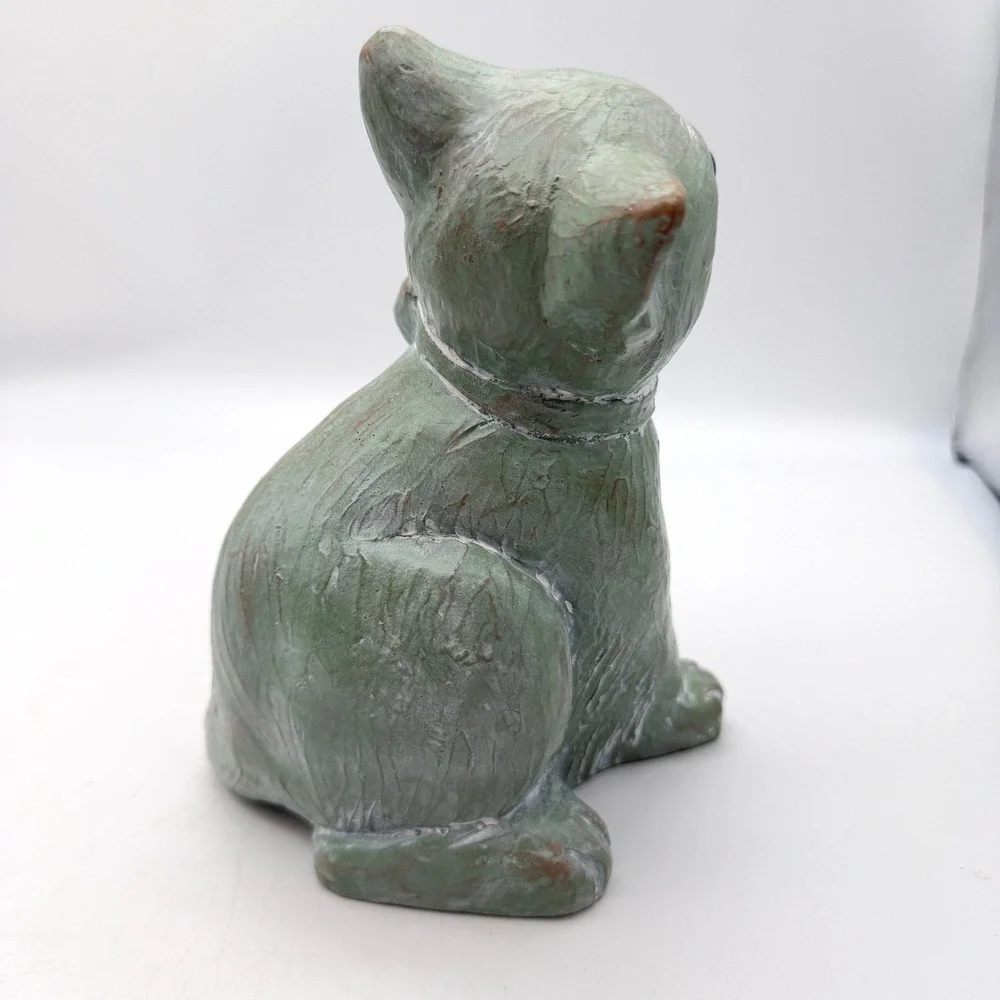 Isabel Bloom Sitting Pretty Cat statue figure concrete wood look kitty figurine